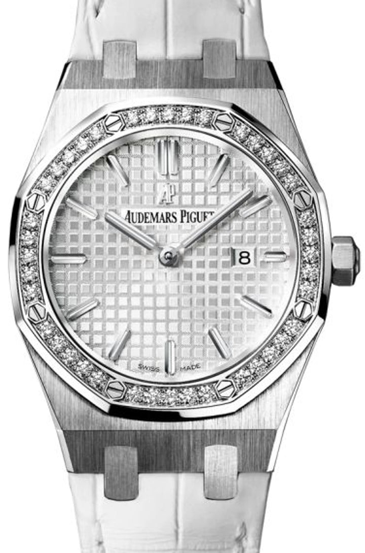 Audemars Piguet Royal Oak Quartz Ladies Silver Dial on Leather Strap 67651ST.ZZ.D011CR.01 Card 2018