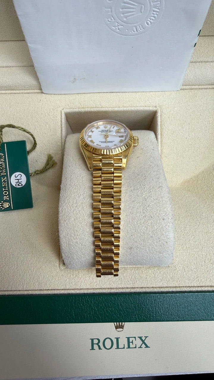 Rolex Datejust Lady President White Roman Dial on President 69178 Papers 1996