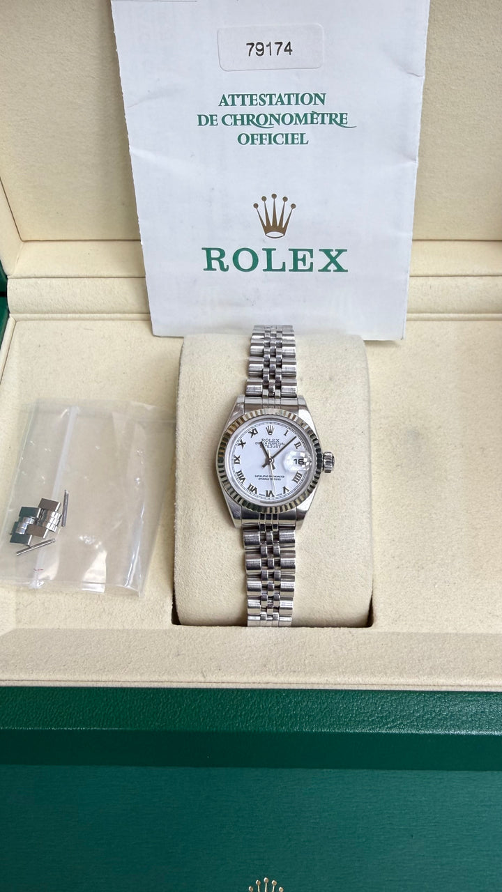 Rolex Datejust Lady White Stick Dial on Jubilee 79173 Papers 2002