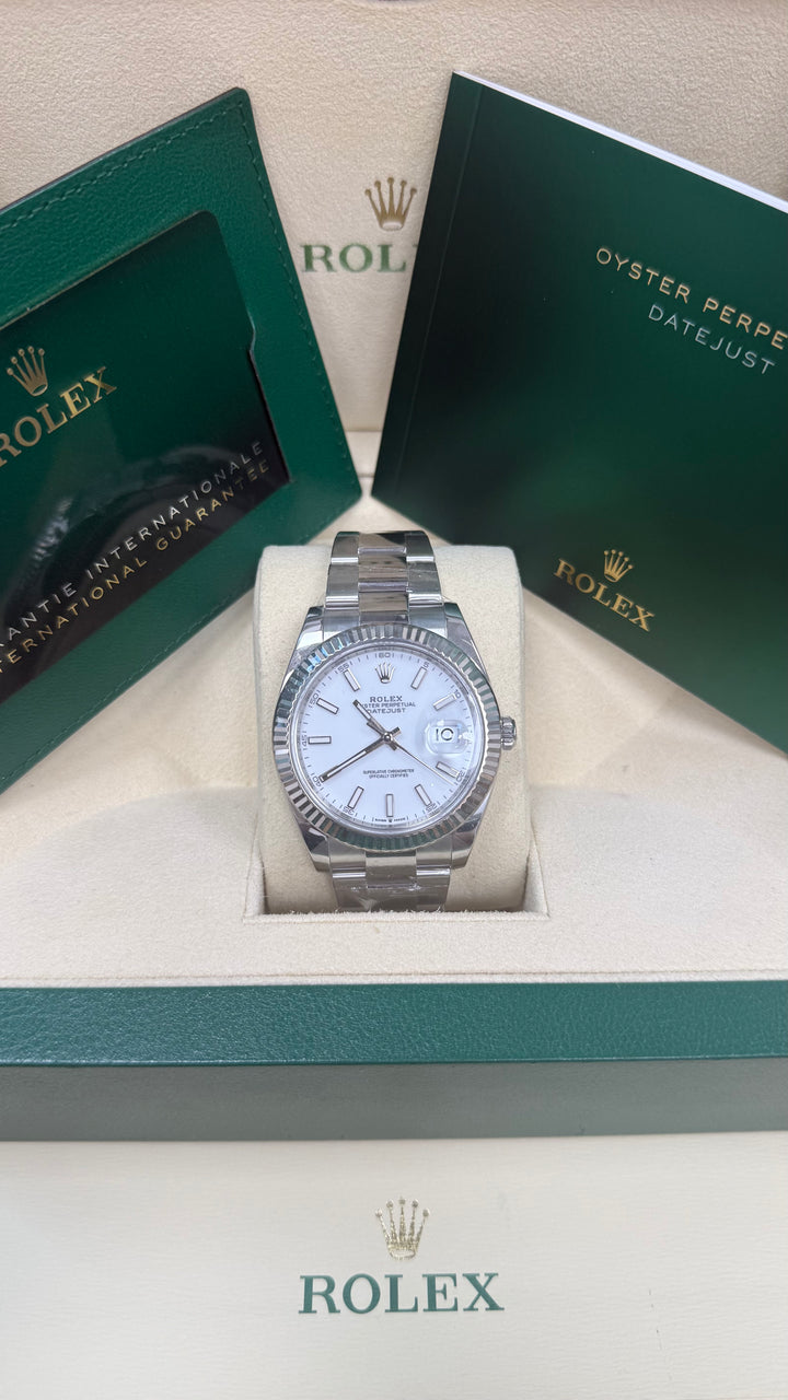 Rolex Datejust 41 White Index Dial on Oyster 126334 Card 2024