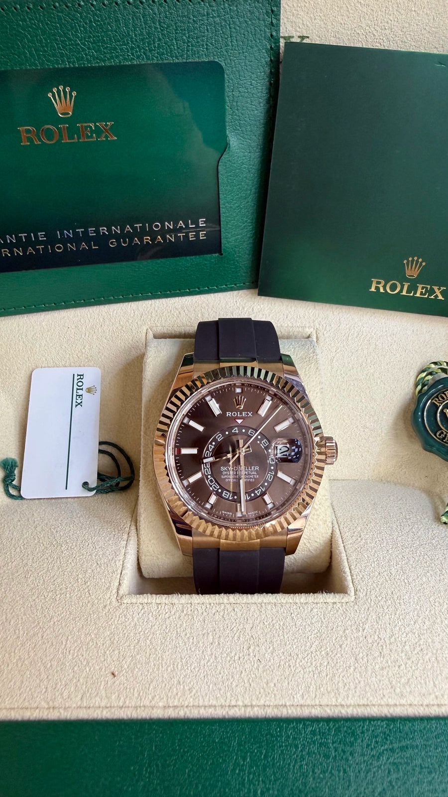 Rolex SkyDweller Chocolate Dial on Oysterflex 326235 Complete 2022
