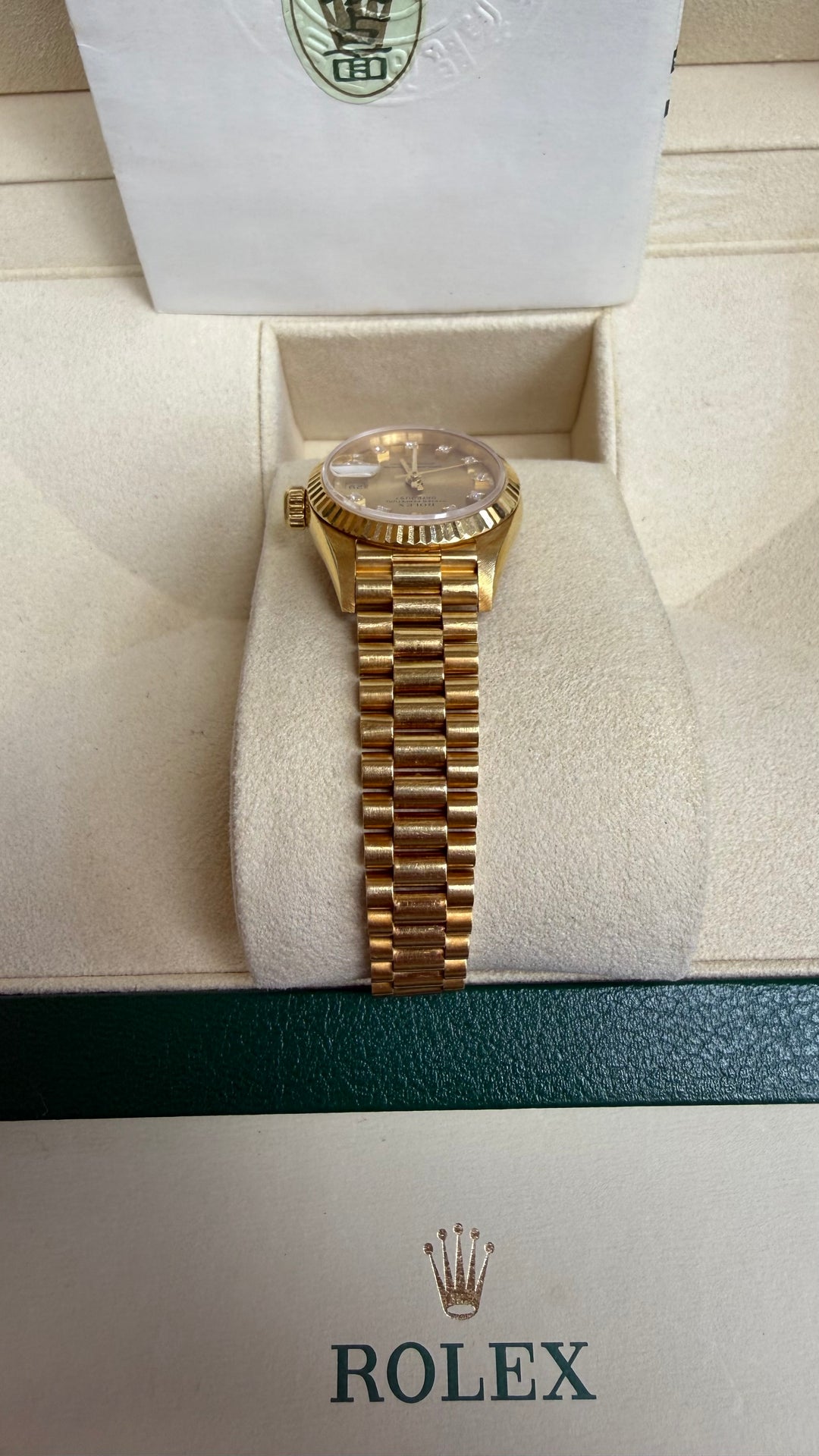 Rolex Datejust Lady President Champagne Diamond Dial on President 69178 Papers 1991