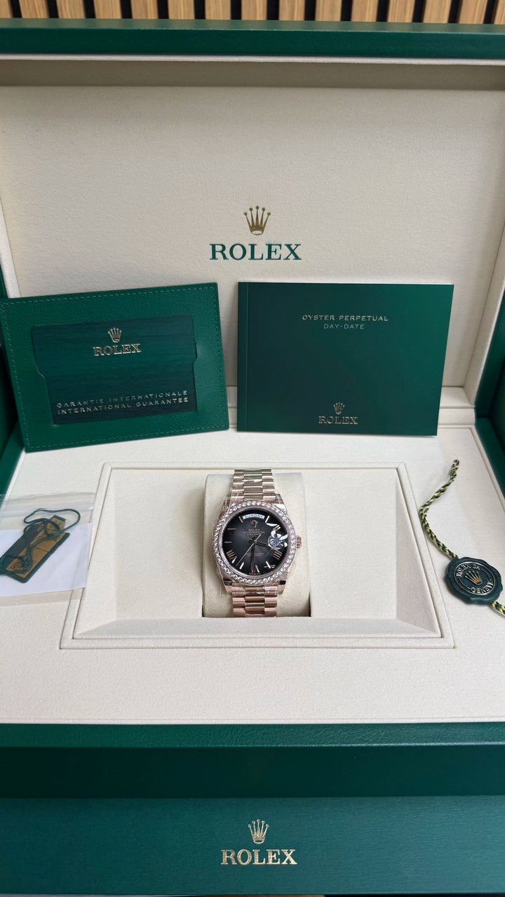 Rolex Day-Date 40 Slate Ombr√© Roman Dial on President 228345RBR Complete 2026