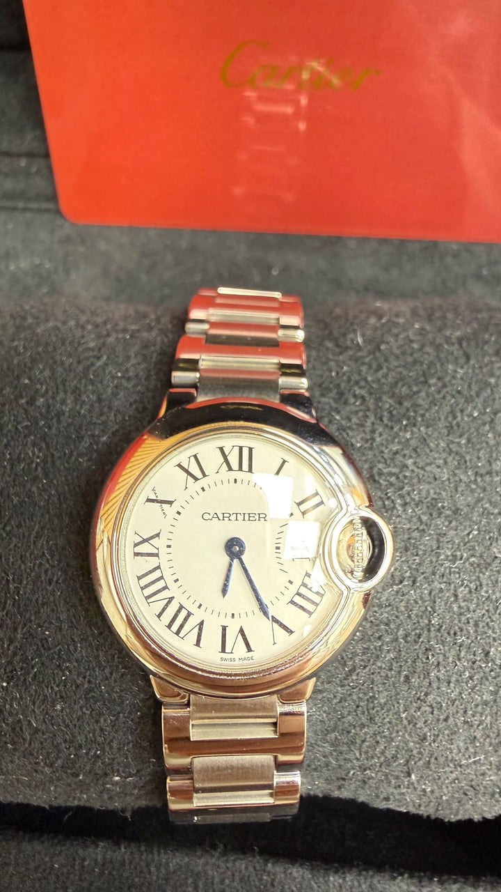 Cartier Ballon Bleu 28 Silvered Opaline Dial on Bracelet W69010Z4 Card 2017