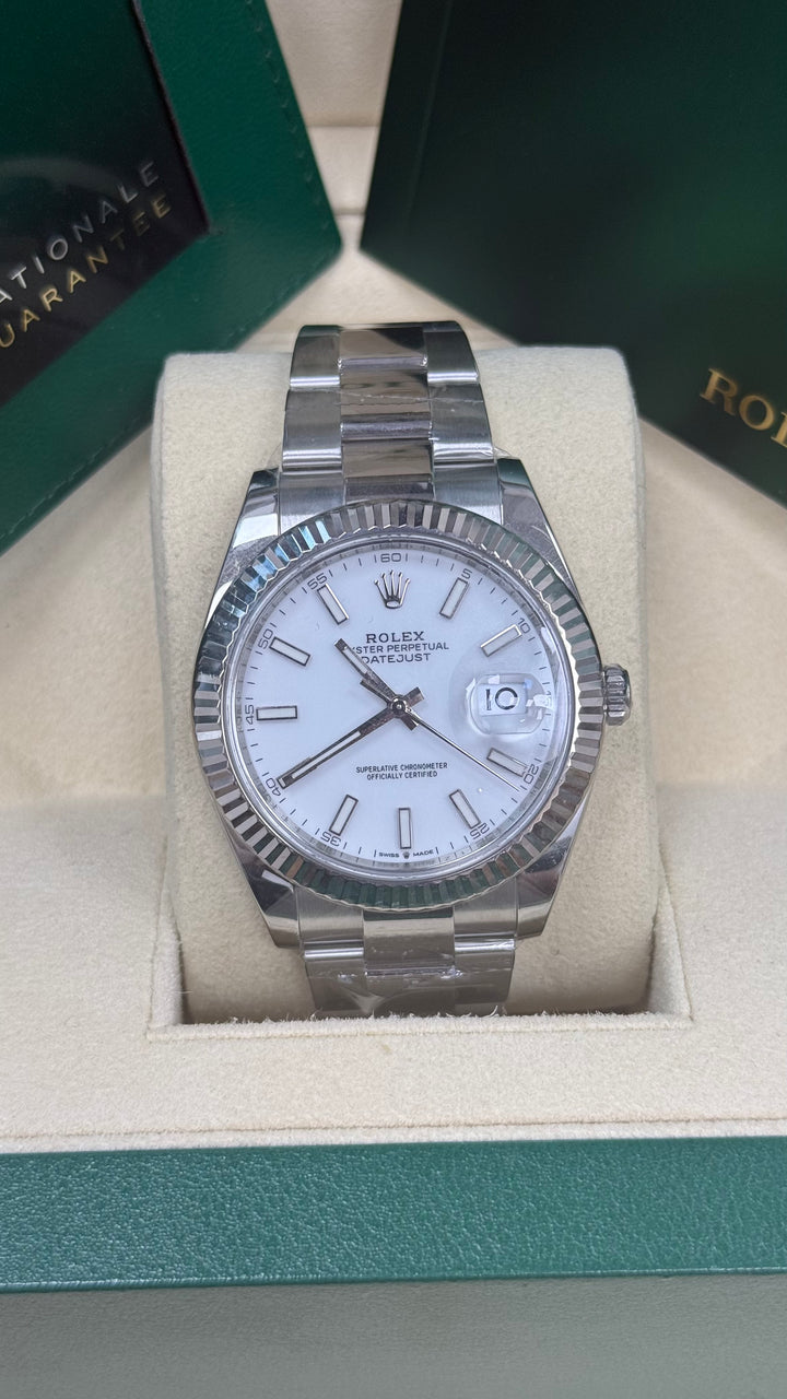 Rolex Datejust 41 White Index Dial on Oyster 126334 Card 2024