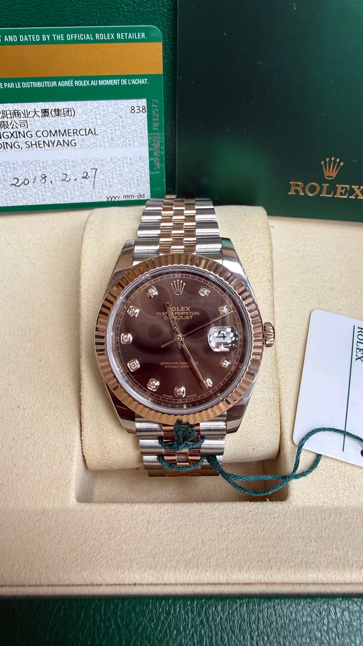 Rolex Datejust 41 Chocolate Diamond Dial on Jubilee 126331 Card 2018
