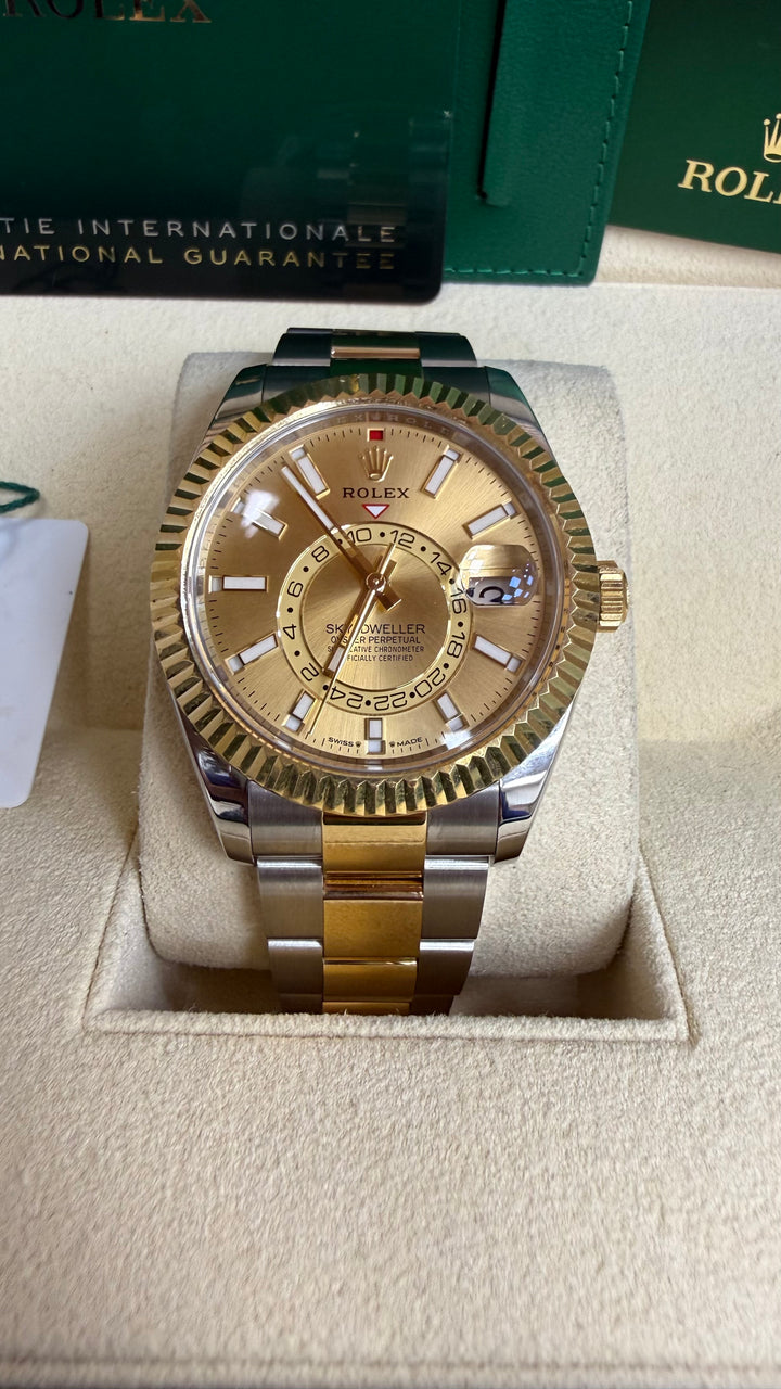 Rolex SkyDweller Champagne Index Dial on Oyster 336933 Card 2024