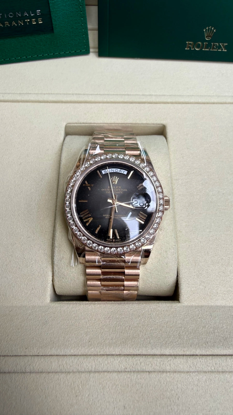 Rolex Day-Date 40 Slate Ombr√© Roman Dial on President 228345RBR Complete 2026