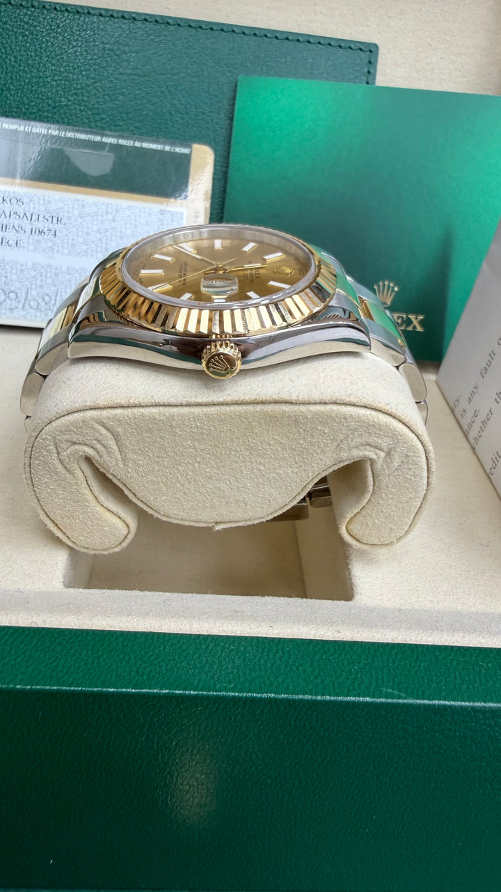 Rolex Datejust II Champagne Stick Dial on Oyster 116333 Card 2012
