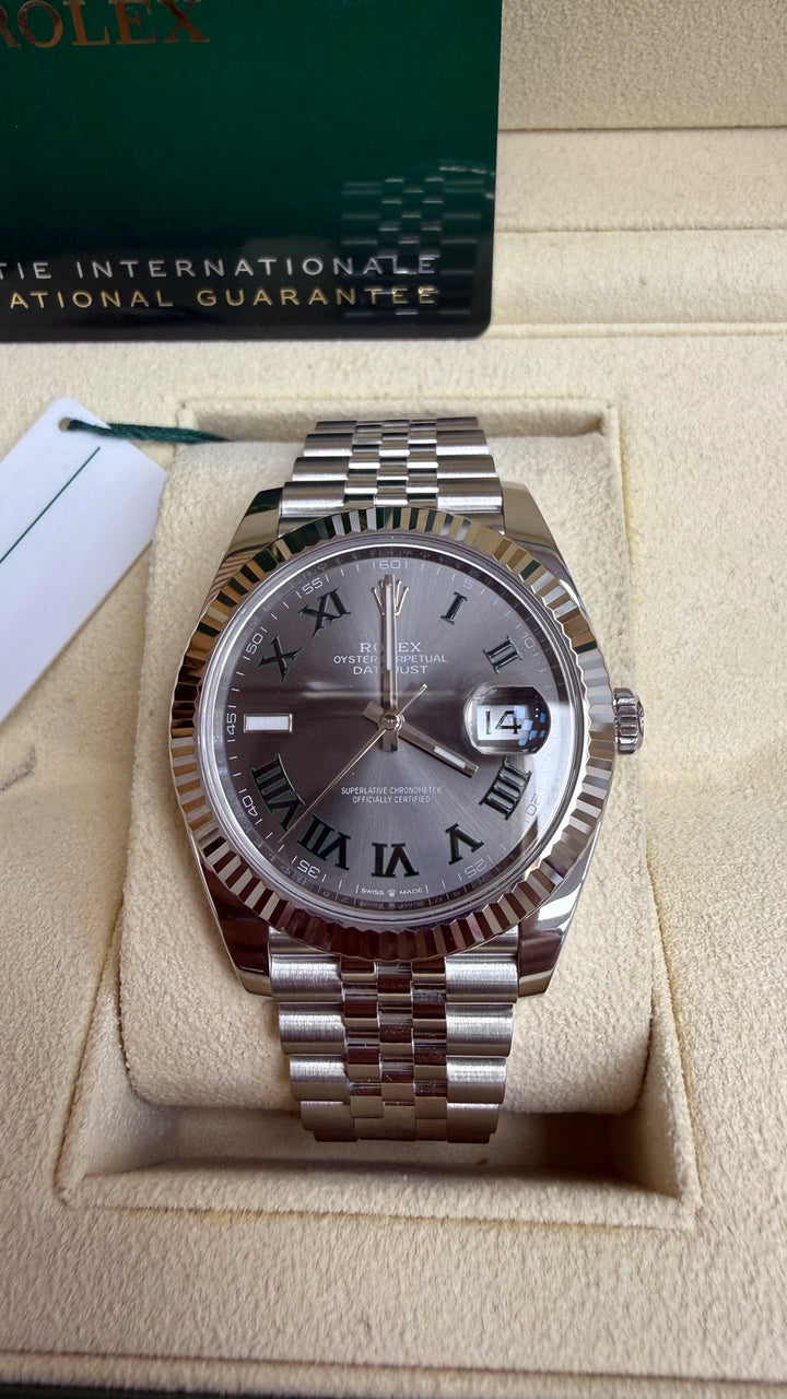 Rolex Datejust 41 Slate Green Roman Dial on Jubilee 126334 Card 2024