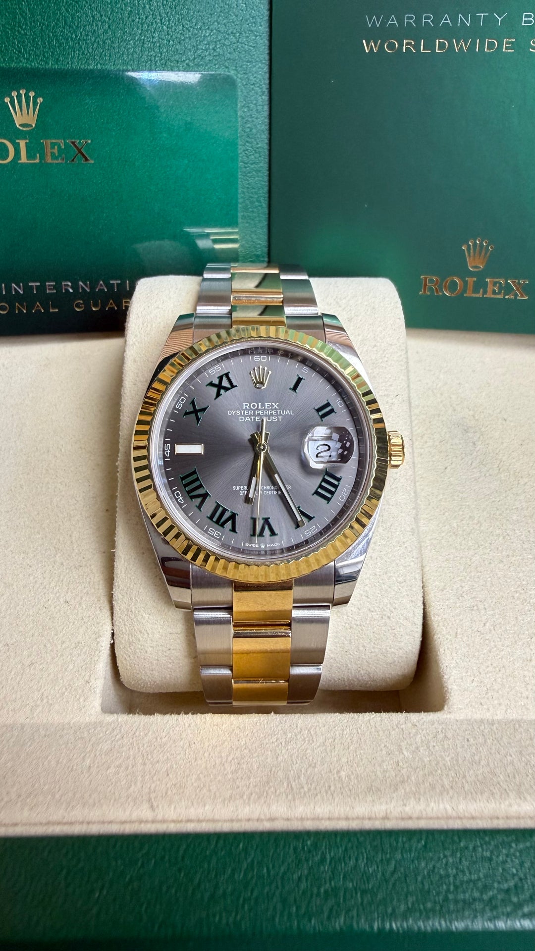 Rolex Datejust 41 Slate Green Roman Dial on Oyster 126333 2020