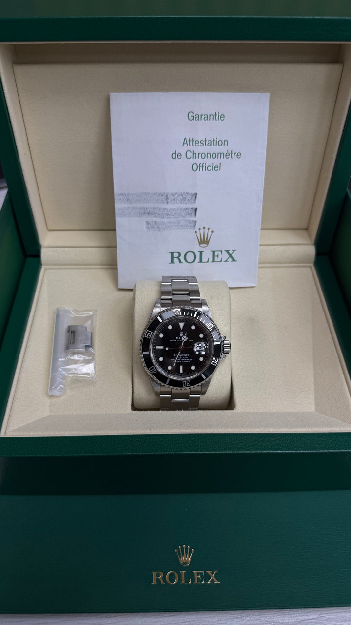 Rolex Submariner Black Dial on Oyster 16610LN Papers 2006