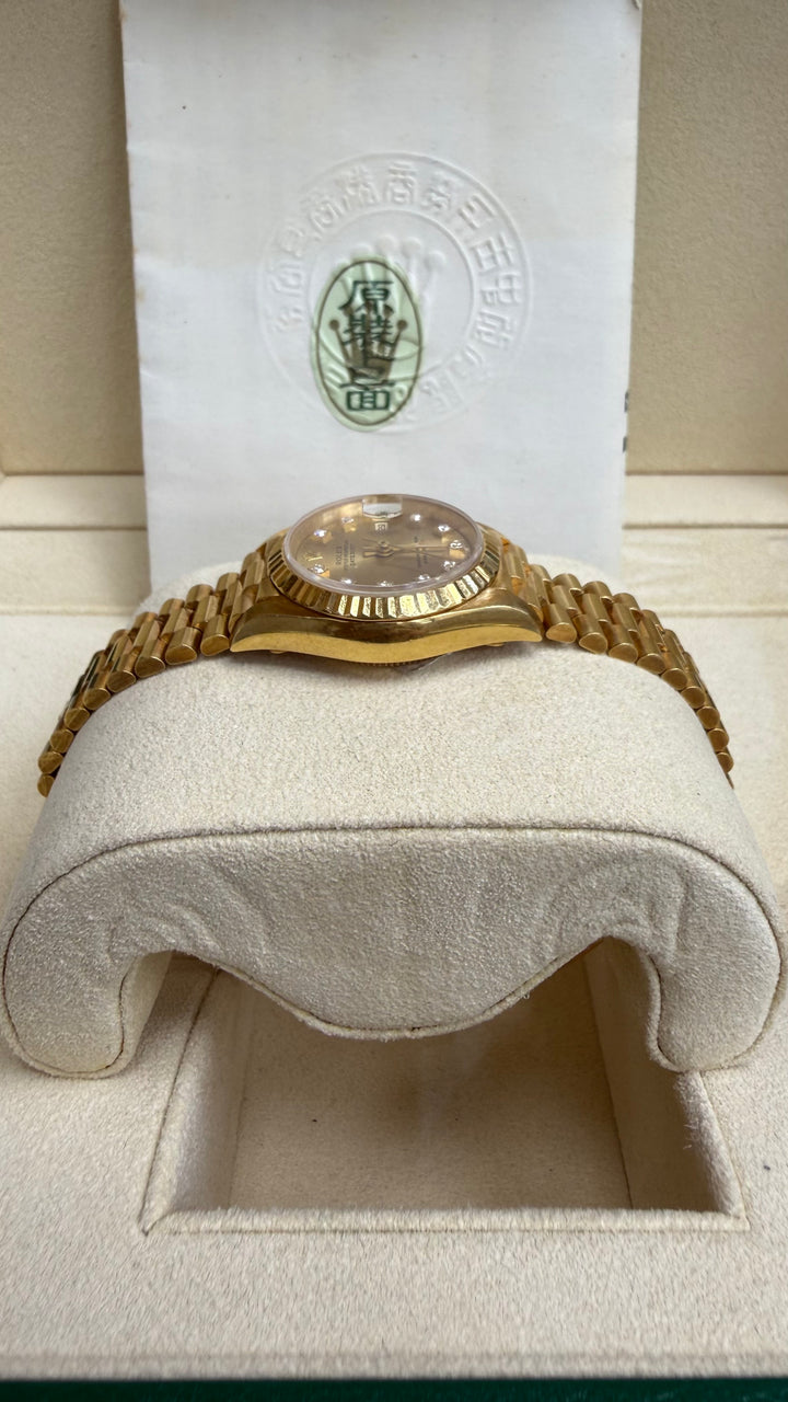 Rolex Datejust Lady President Champagne Diamond Dial on President 69178 Papers 1991