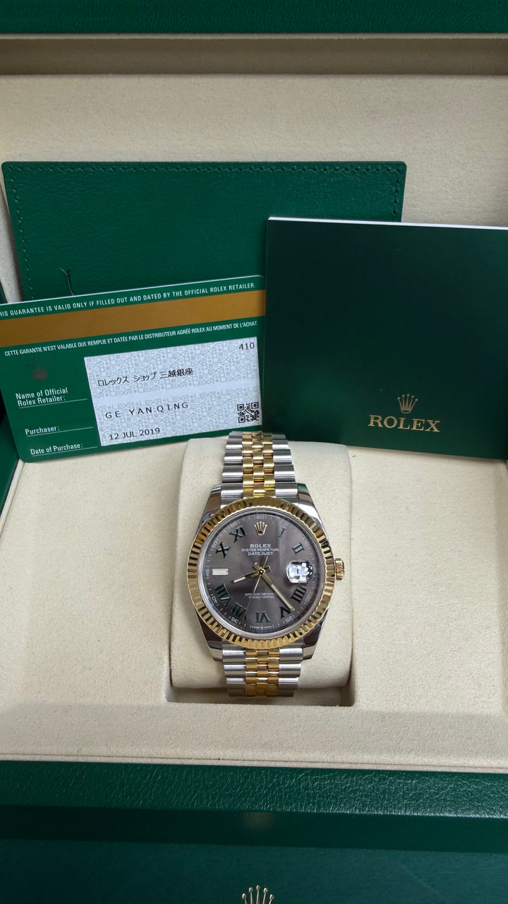 Rolex Datejust 41 Slate Green Roman Dial on Jubilee 126333 Card 2019