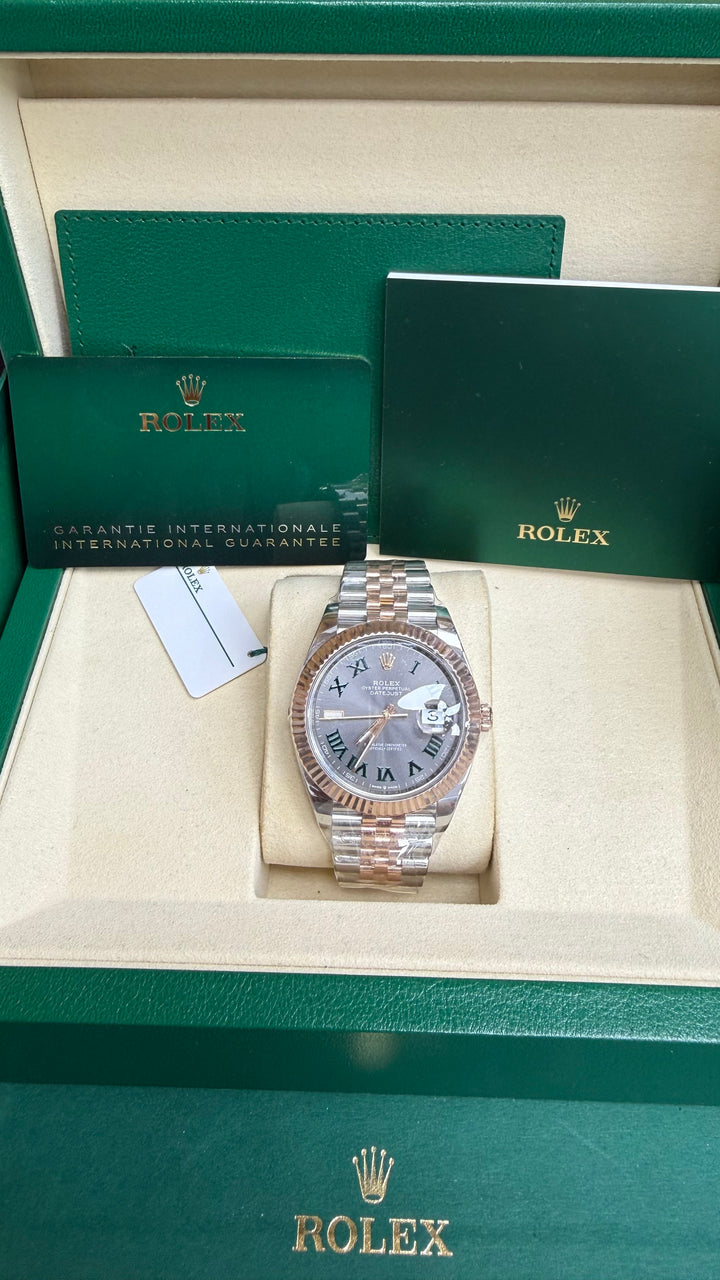 Rolex Datejust 41 Slate Gray Green Roman Dial on Jubilee 126331 Card 2023