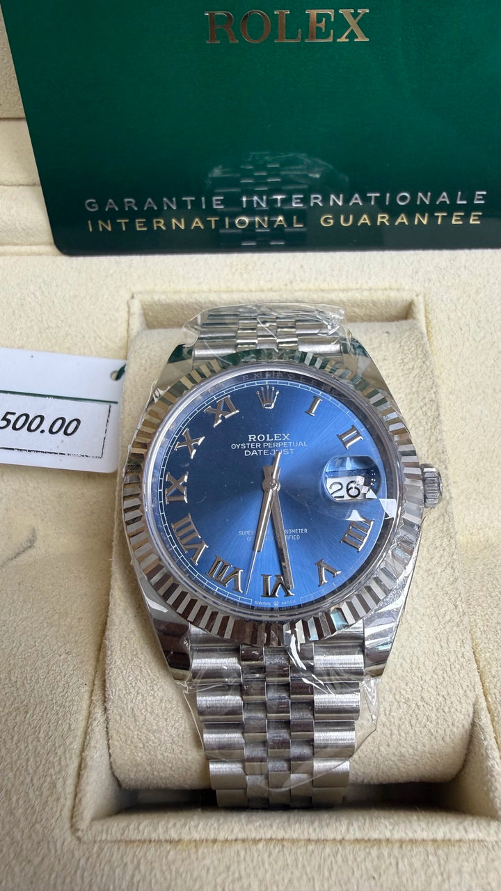 Rolex Datejust 41 Blue Roman Dial on Jubilee 126334 Card 2022