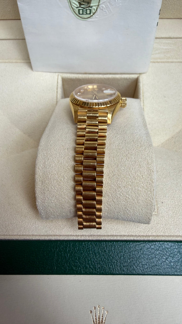 Rolex Datejust Lady President Champagne Diamond Dial on President 69178 Papers 1991