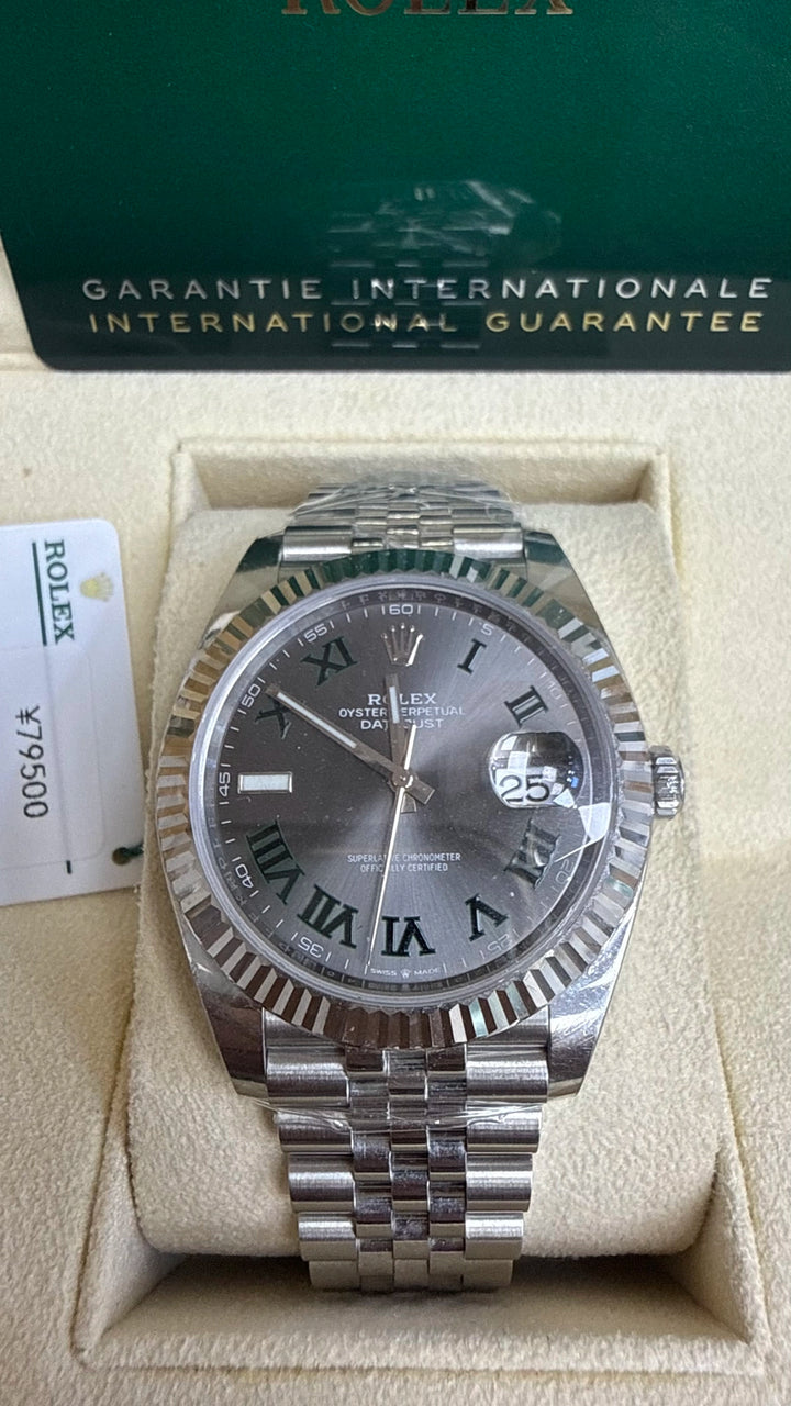 Rolex Datejust 41 Slate Green Roman Dial on Jubilee 126334 Card 2022