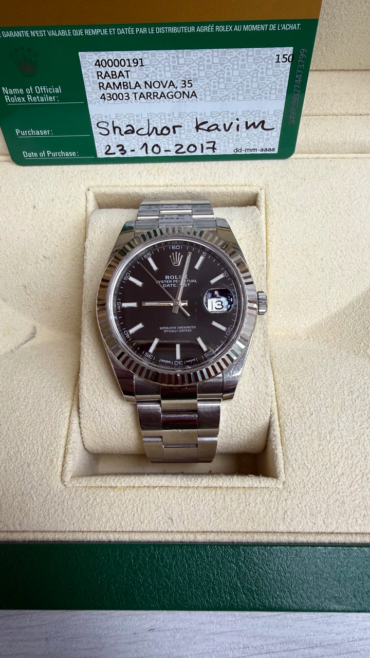Rolex Datejust 41 Black Index Dial on Oyster 126334 Card 2017