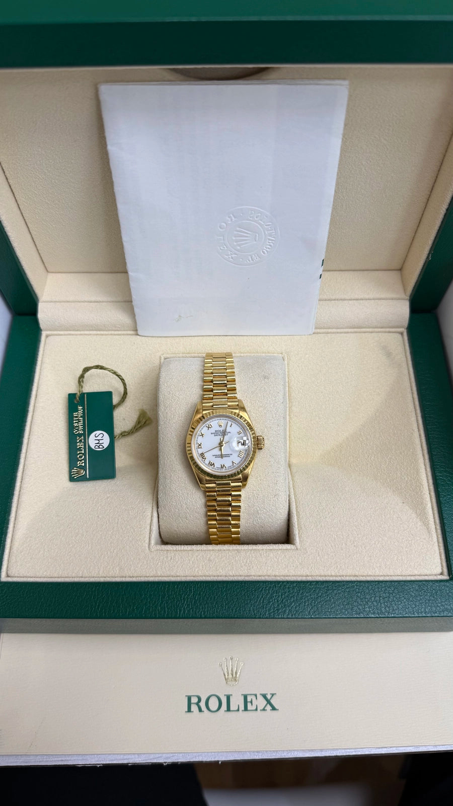 Rolex Datejust Lady President White Roman Dial on President 69178 Papers 1996