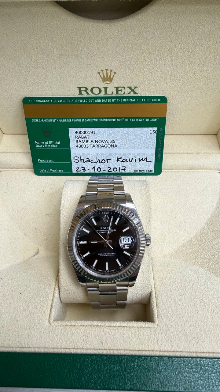 Rolex Datejust 41 Black Index Dial on Oyster 126334 Card 2017