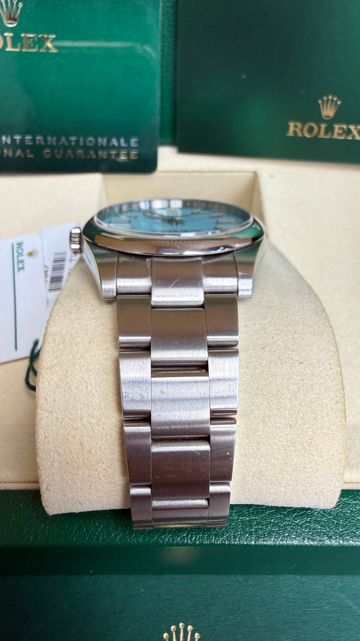 Rolex Oyster Perpetual 41 Turquoise Blue Index Dial on Oyster 124300 Card 2021