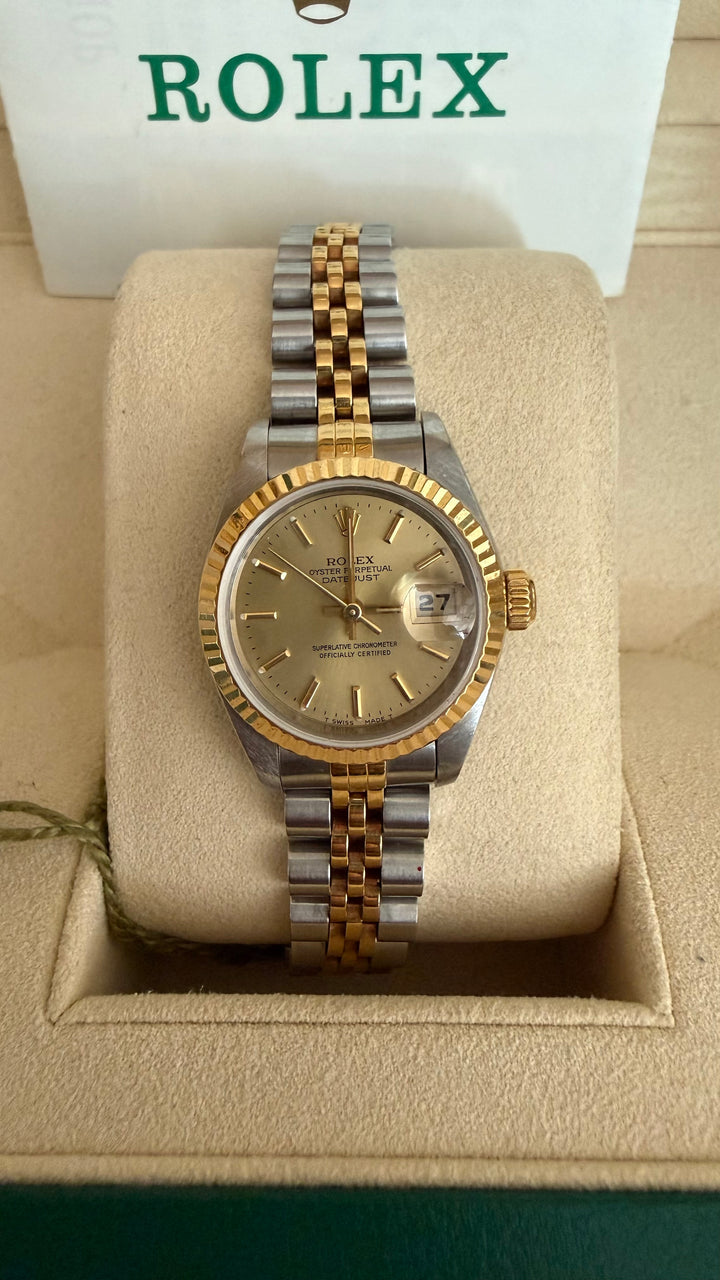 Rolex Datejust Lady Champagne Stick Dial on Jubilee 69173 Papers 1999