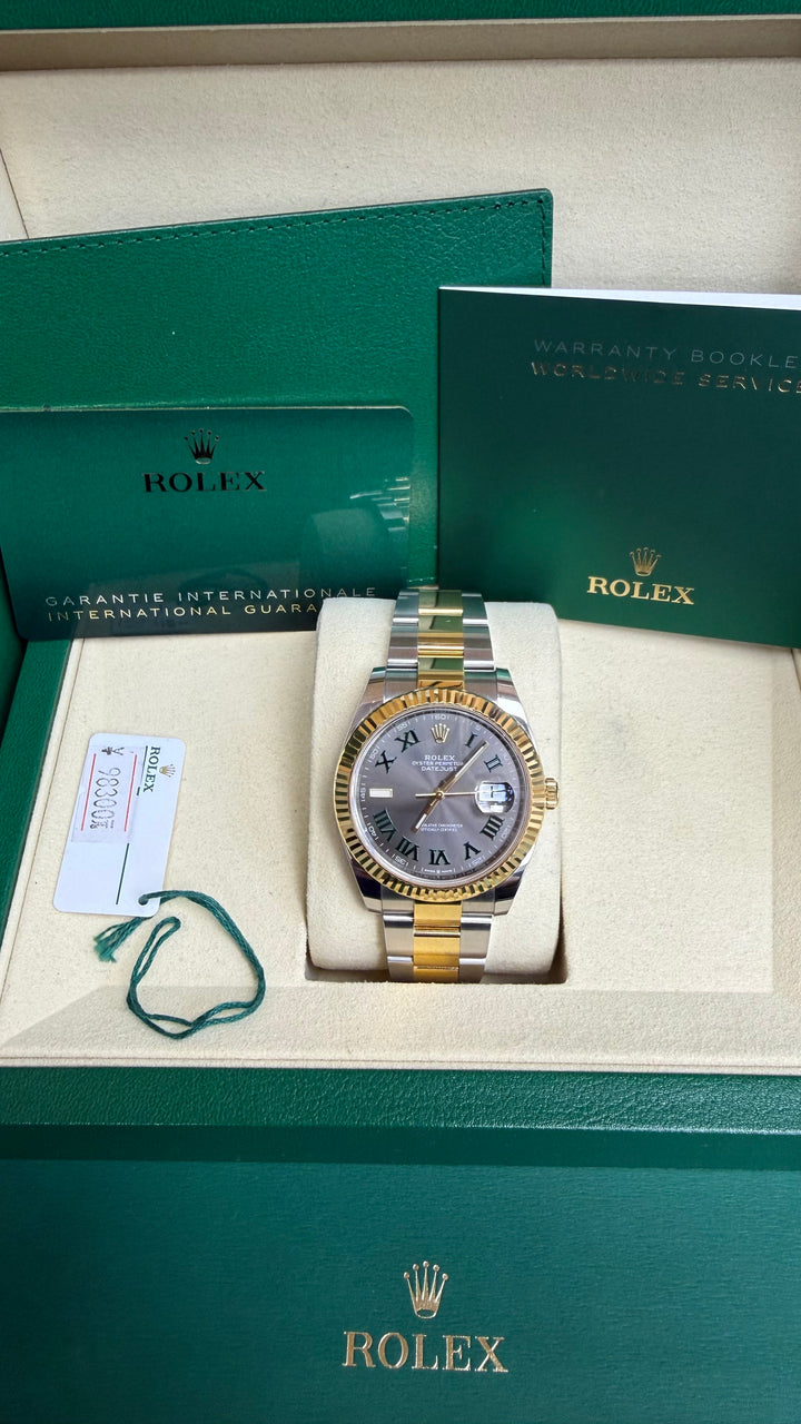 Rolex Datejust 41 Slate Green Roman Dial on Oyster 126333 Card 2021