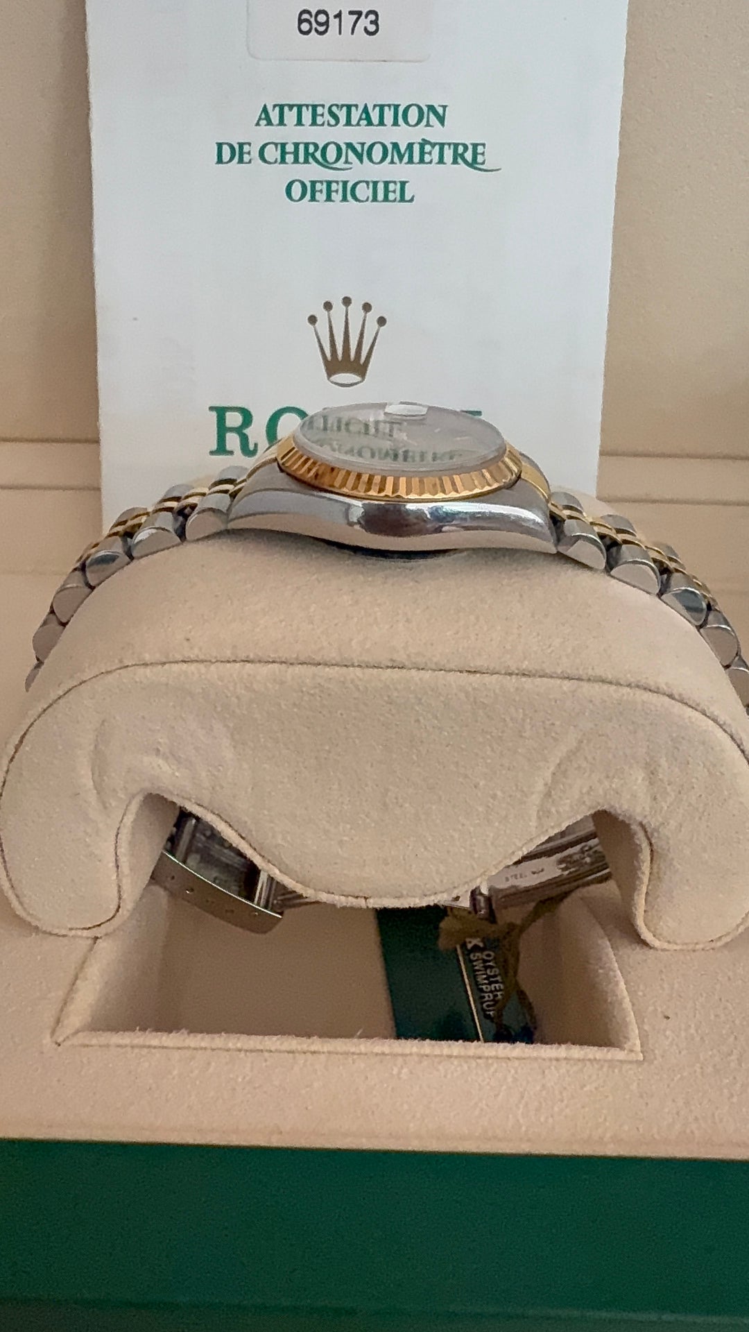 Rolex Datejust Lady Champagne Stick Dial on Jubilee 69173 Papers 1999