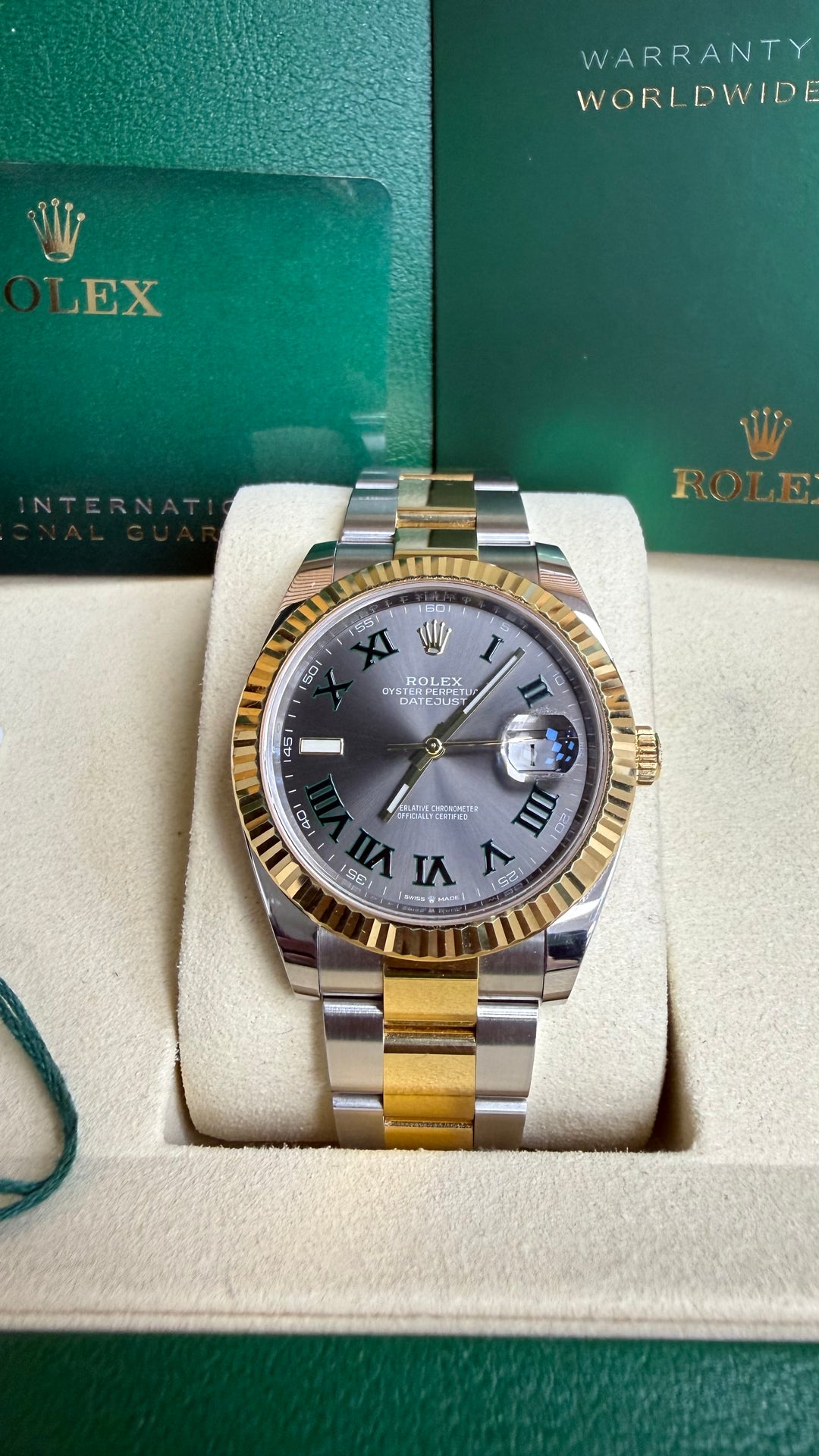 Rolex Datejust 41 Slate Green Roman Dial on Oyster 126333 Card 2021