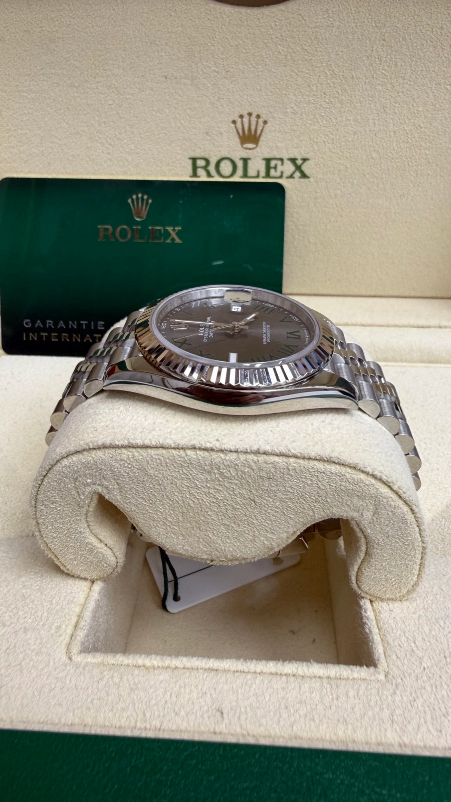 Rolex Datejust 41 Slate Green Roman Dial on Jubilee 126334 Card 2024