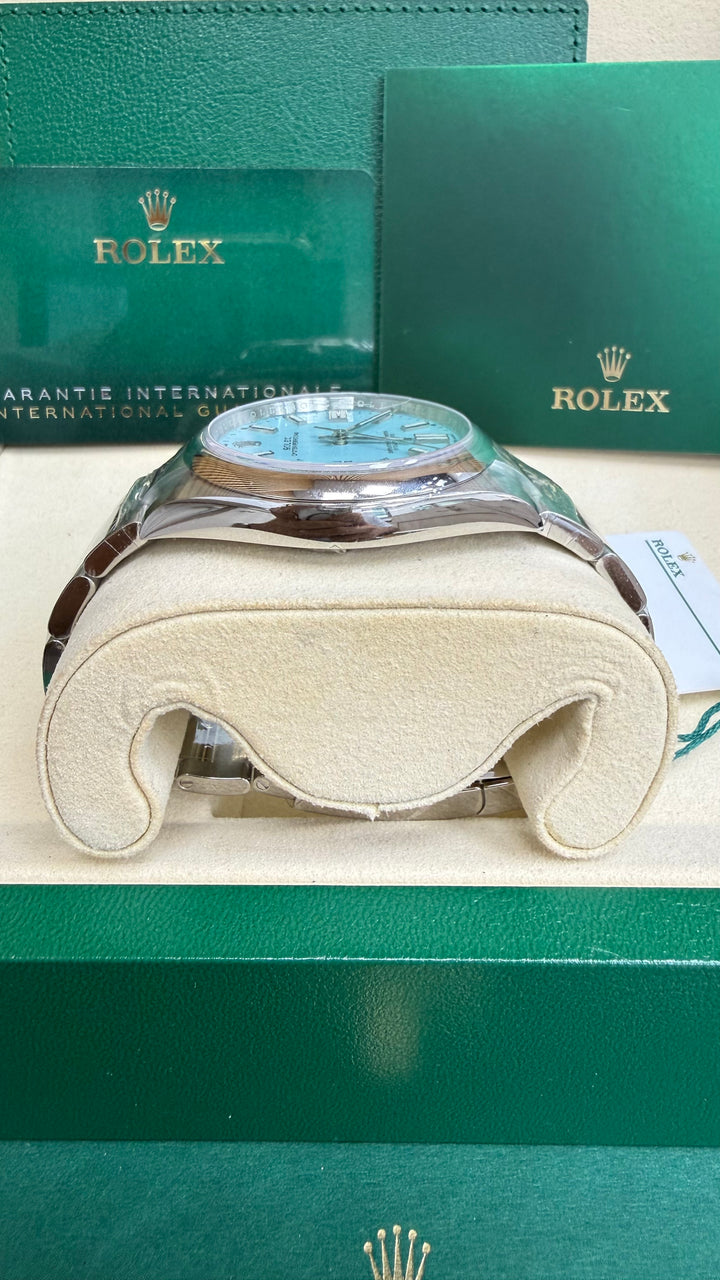 Rolex Oyster Perpetual 41 Turquoise Blue Index Dial on Oyster 124300 Card 2022