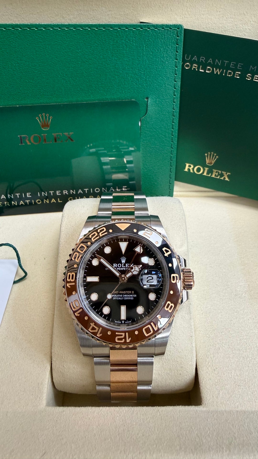 Rolex GMT-Master II "Root Beer" Black Dial on Oyster 126711CHNR Card 2021