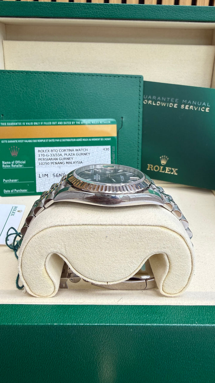 Rolex Datejust 41 Dark Rhodium Index Dial on Jubilee 126334 Card 2018
