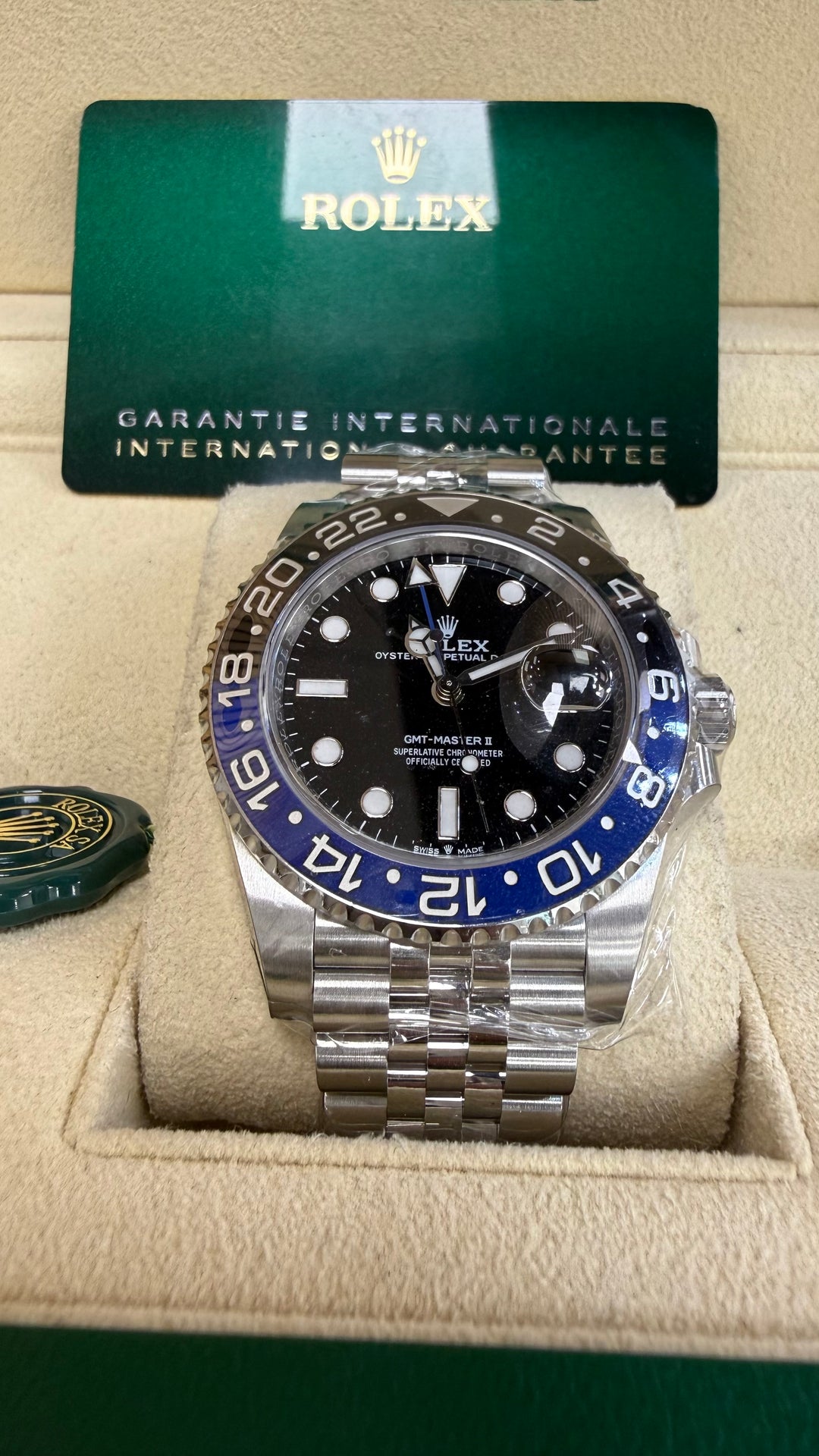Rolex GMT-Master II Batgirl Black Dial on Jubilee 126710BLNR Card 2026