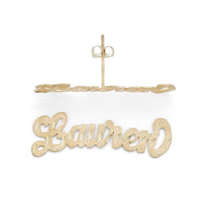 "Lauren" Curved Downwards Name Earrings