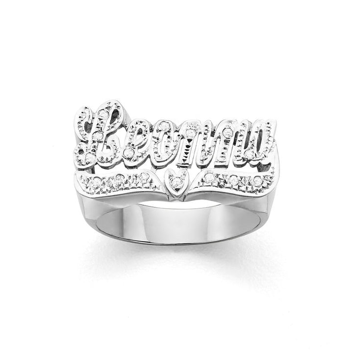 "LEONNA" Petite Script with Diamonds