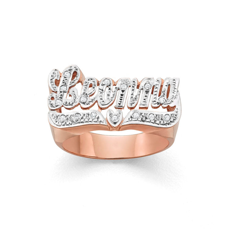 "LEONNA" Petite Script with Diamonds