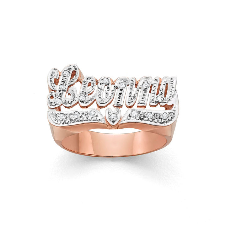"LEONNA" Petite Script with Diamonds